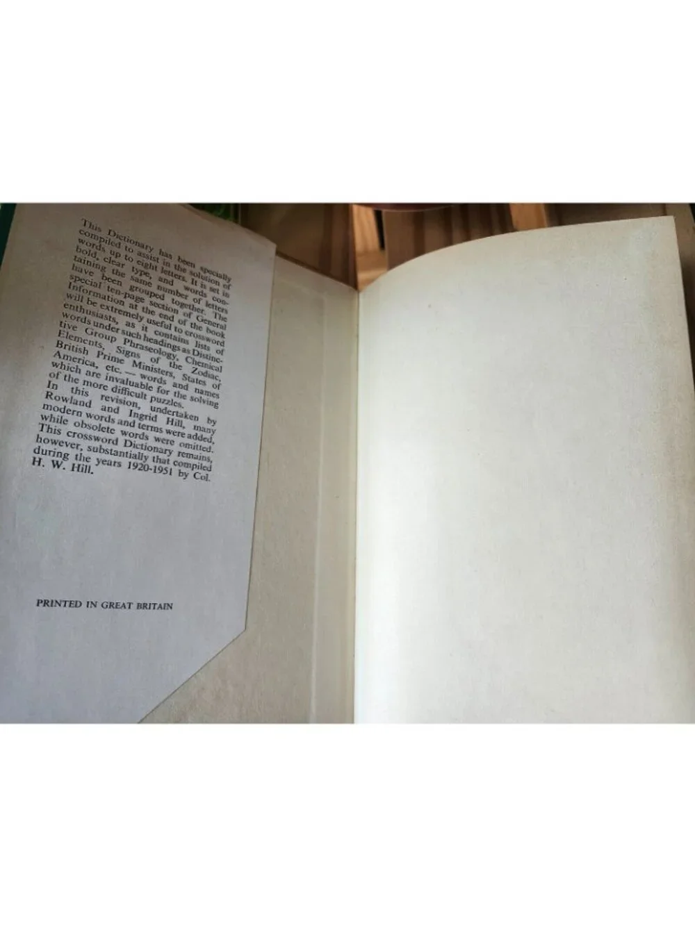 1974 Quickway Crossword Dictionary by H.W. Hill Vintage Hardcover w/ Dust Jacket